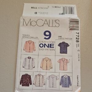 McCall's Women's Blouse Sewing Pattern - Pink and Blue Styles